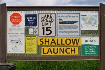 Signs on a boat launch in Victoria