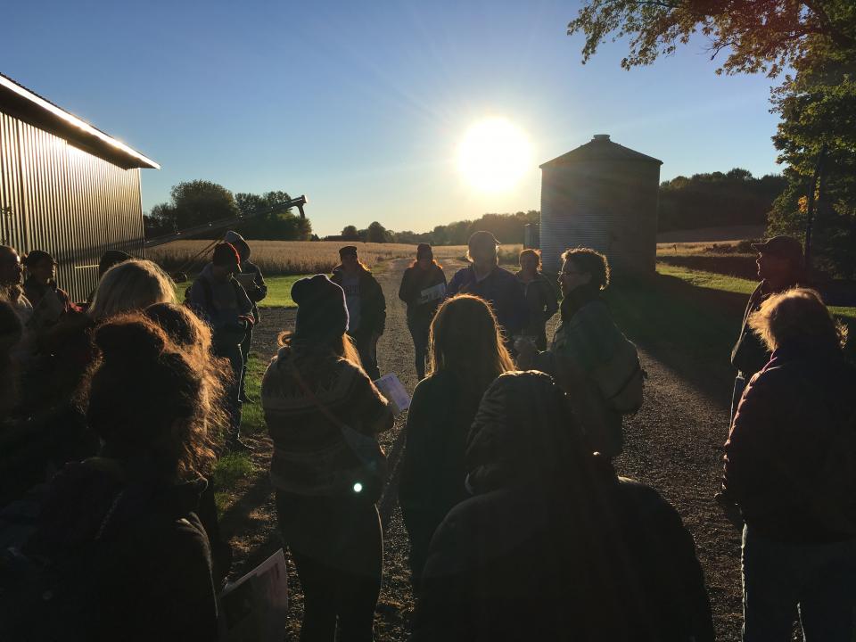 Students enrolled in Sustainable Land Use Planning and Policy (ESPM 5245) meet on site with a farmer in Scott County.