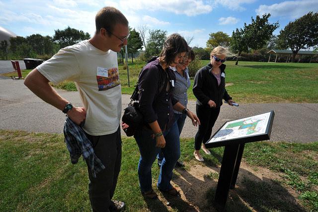 Students in public policy working to promote nature-based play visited Rosemount parks. Photo copyright Steve Schneider.