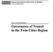Screenshot of the cover of "Governance of Transit in the Twin Cities Region"