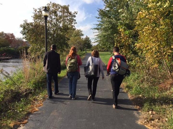 Students (from left to right) Mustafa Omar, Sarah Strain, Elizabeth Dressel, and Jared Staley visiting Brooklyn Park