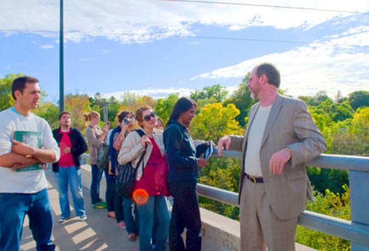 Architecture students on a field trip to Minnetonka with Peter MacDonagh, adjunct faculty in Architecture. Photo: CURA